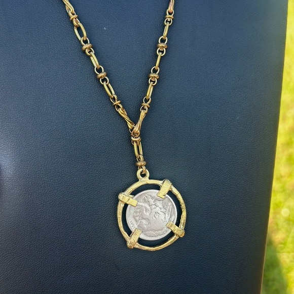 Solid Brass Real Vintage Buffalo Coin Necklace - Picture 3 of 3